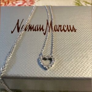 Mini Diamond Heart Pendant Necklace In White Gold